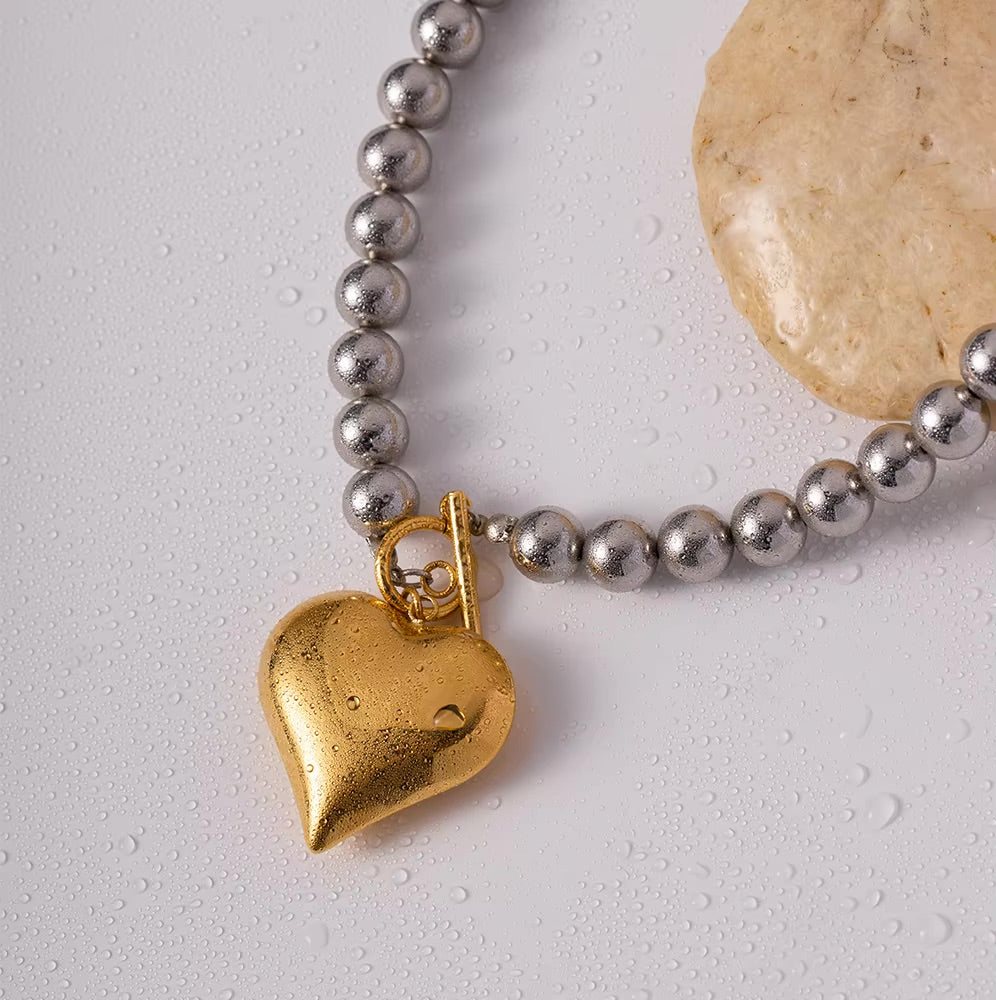 Alicia Chunky Bead Heart Pendant